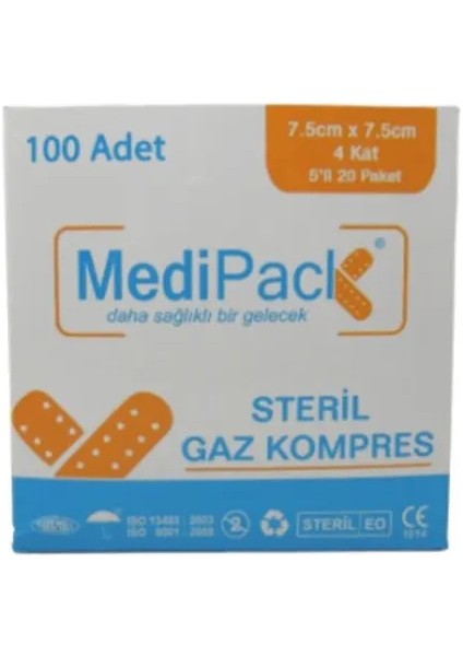 7.5x7.5cm Steril Hidrofil Gazlı Bez 4 Kat