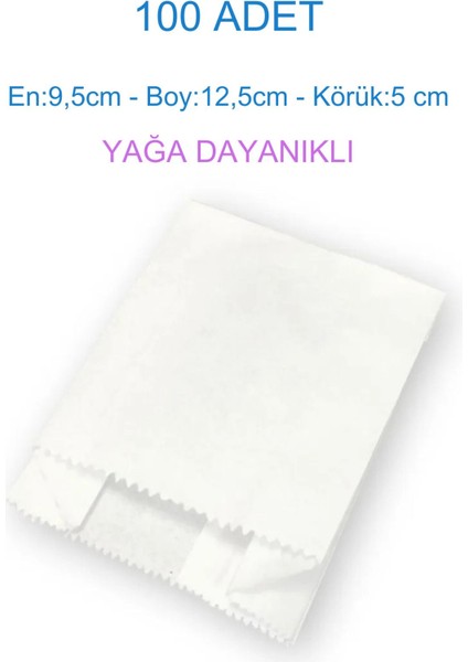 100'LÜ Patates Cips Kese Kağıdı – (9,5X12,5X5 Cm, Yağlı Kağıt, Kızartmalara Özel)
