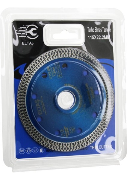 Turbo Elmas Mermer Kesici Disk 115 mmX22.2 mm Ince Hassas Testere 1.2 mm