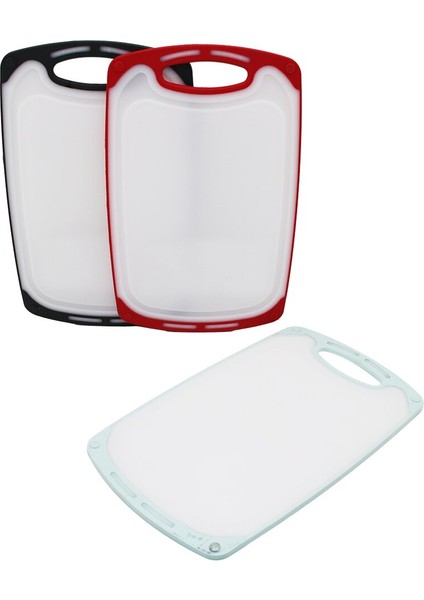 40 x 24 cm Büyük Plastik Kesim Panosu Kaymaz Silikon Kenarlık - 10 mm Kalınlık