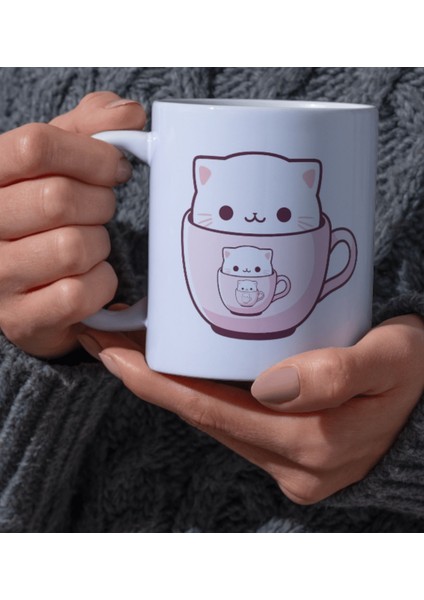 Kupa Bardak Ofis Için Kedi Tasarımlı Komik Yazılı Dear Tasarım Beyaz Kupa Bardak Kutup Kitap