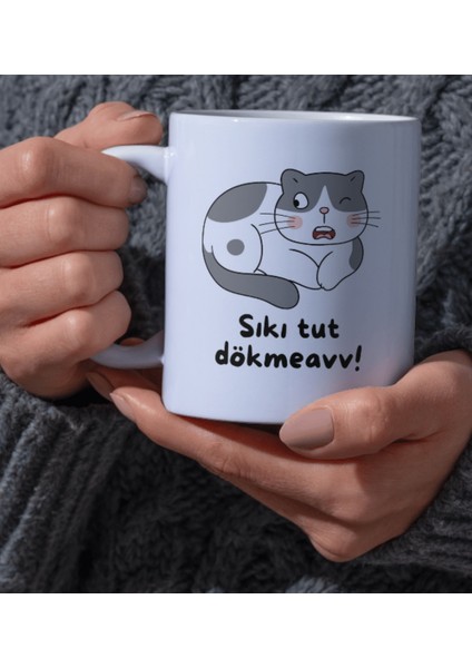 Kupa Bardak Ofis Için Kedi Tasarımlı Komik Yazılı Dear Tasarım Beyaz Kupa Bardak Kutup Kitap