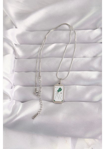 316L Çelik Gümüş Renk Beyaz Mineli Tarot Kolye fiyatları