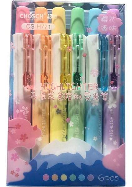 Basmalı Fosforlu Kalem 6 Pastel Renk Chosch CSH771