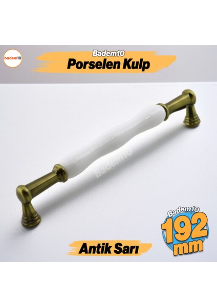 Anav Porselen Antik Sarı Kulp 192 mm Mobilya Çekmece Mutfak Dolabı Dolap Kapak Kulplar Kulb Kulpu