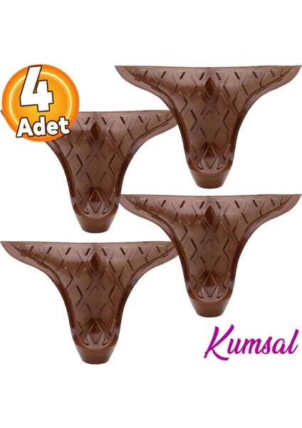 (4 Adet) Kumsal Mobilya Kanepe Koltuk Ayağı 12 cm Kahverengi Ahşap Desenli Ayakları