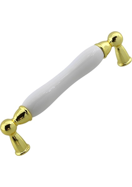 Domaniç Porselen Altın Beyaz Kulp 128 mm Mobilya Çekmece Mutfak Dolabı Dolap Kapak Kulplar Kulb Kulp