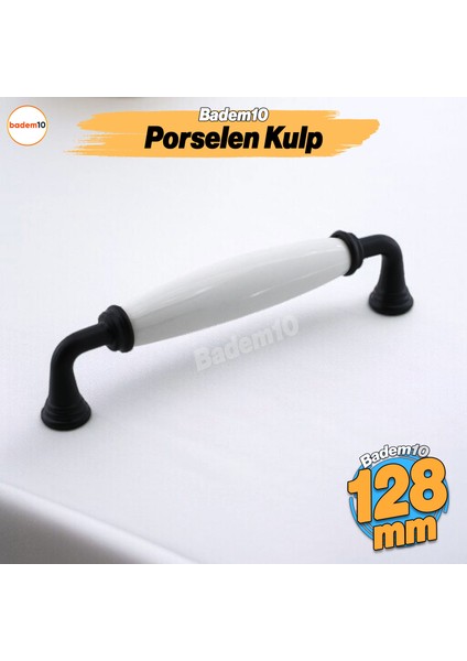 Kapıdağ Porselen Siyah Kulp 128 mm Mobilya Çekmece Mutfak Dolabı Dolap Kapak Kulplar Kulb Kulpu