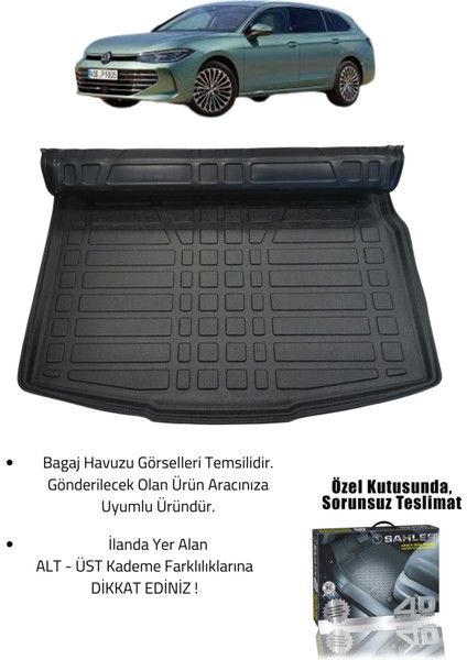 Volkswagen Passat Variant B9 2024+ Uyumlu 4.5d Sahler Premium Paspas + Liner Marka 3D Alt Bagaj Havuzu - Passat Variant B9