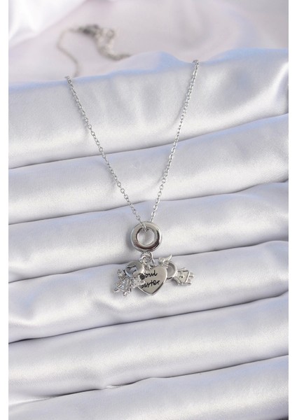 316L Çelik Gümüş Renk Zirkon Taş Detay Çocuk Figür Charm Model Kadın Kolye fiyatları