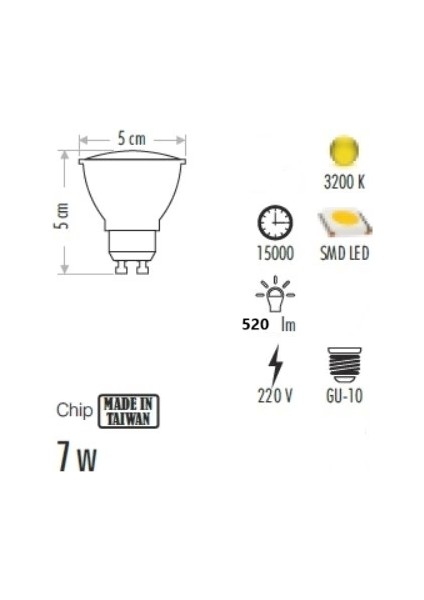 Çanak LED Spot Ampul 7W GU10 3000K Günışığı (Starter Duylu) fırsatları