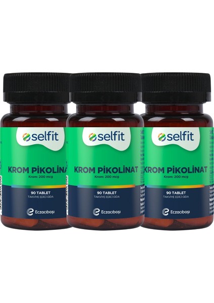 Krom Pikolinat 200 Mcg 90 Tablet X3 Adet