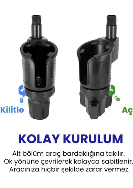 Araç Içi Ayarlanabilir Tepsili Yiyecek Bardak Termos Telefon Tutucu