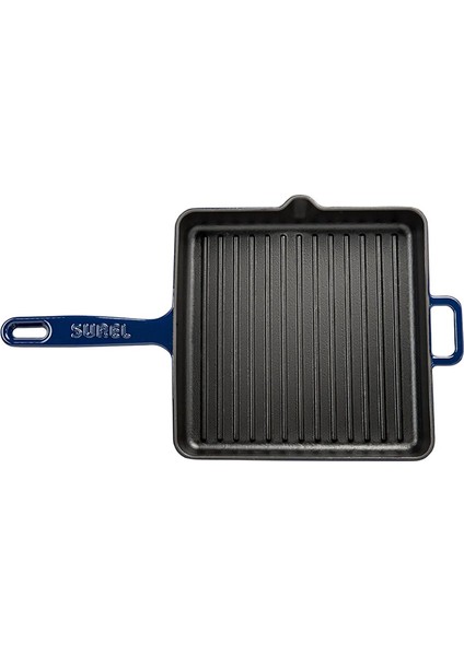 Parlak Koyu Mavi Kare Izgara Tava 25X25 cm fiyatları