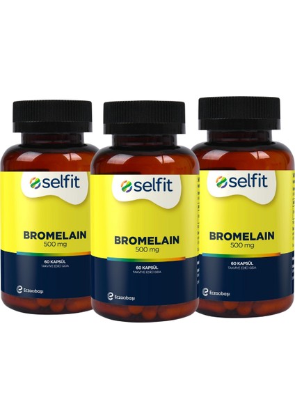 Bromelain 500 Mg 60 Kapsül x 3 Adet