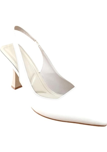 Şiko 809 Kadın Kadeh Ökçe Arka Açık Stiletto Ayakkabı Bej