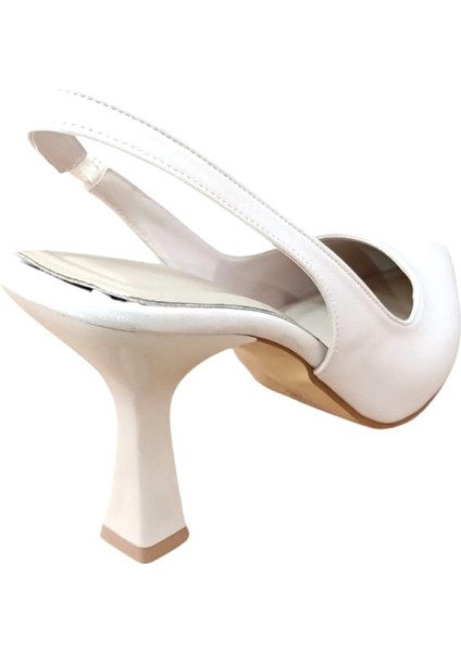 Şiko 809 Kadın Kadeh Ökçe Arka Açık Stiletto Ayakkabı Bej