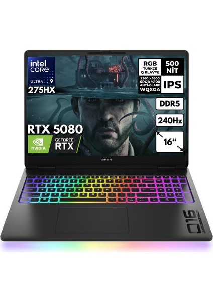 Omen 16-AH0022NT Ultra 9-275HX 64-Gbddr5 2 Tbssd RTX5080 (16GB-GRRD7) 16" Wqxga 240Hz Windows 11 Home B88F2EAHMF7