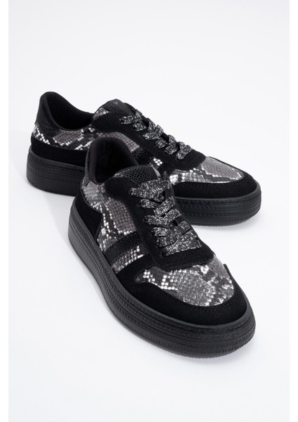 Rexie Siyah Desenli Simli Kadın Spor Ayakkabı