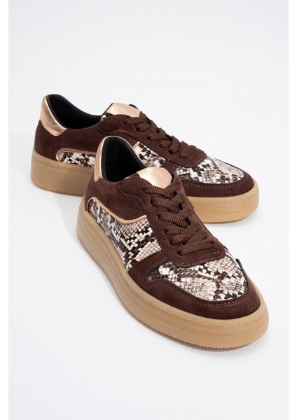 Montero Kahverengi Desenli Kadın Spor Ayakkabı