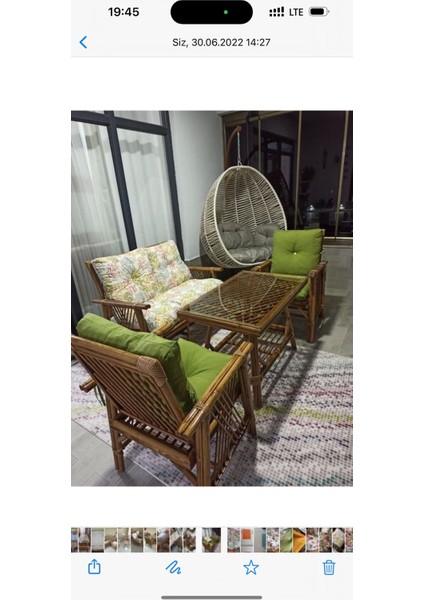 Nivemeshome 4 Kişilik Minderli Bambu Oturma Seti (2+1+1+Sehpa)