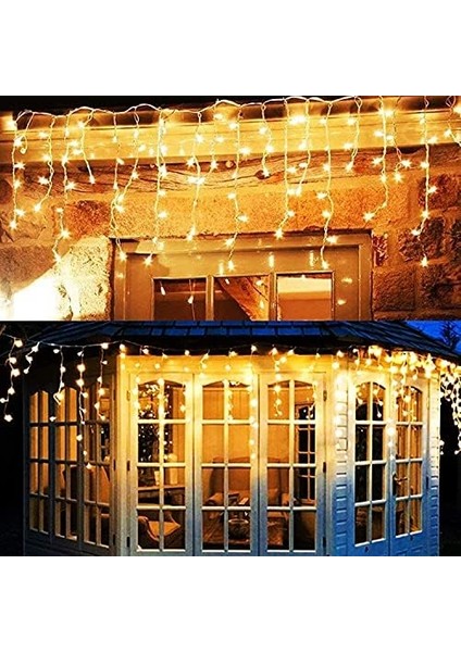 8 Fonksiyonlu Dekoratif Saçak LED Sarkıt Perde LED Eklenebilir LED Süsleme LED Peri LED Işık Ledli Işık Yılbaşı LED Yılbaşı Işık Yılbaşı Süsü (4 Metre)