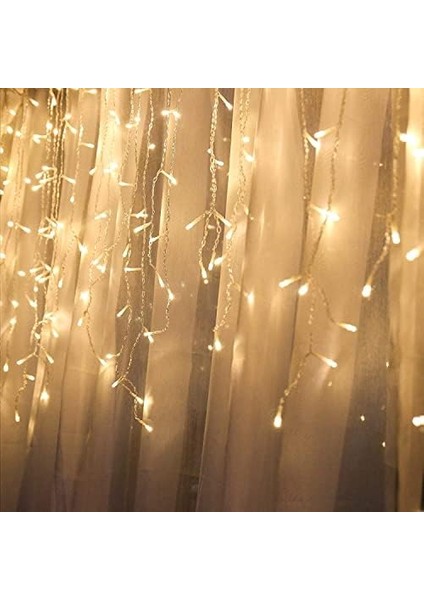 8 Fonksiyonlu Dekoratif Saçak LED Sarkıt Perde LED Eklenebilir LED Süsleme LED Peri LED Işık Ledli Işık Yılbaşı LED Yılbaşı Işık Yılbaşı Süsü (4 Metre)