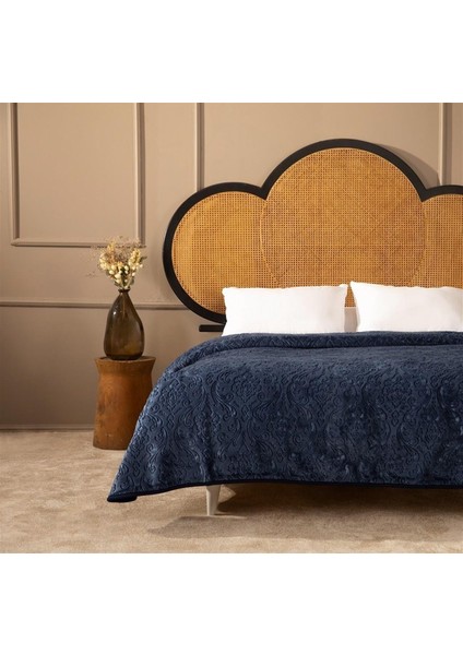 Apricitas Elegant Emboss Çift Kişilik Battaniye Denim