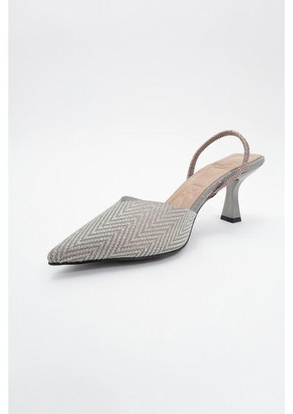 Renos Platin Kum Sim Sivri Burun Kadın Topuklu Abiye Ayakkabı fırsatları