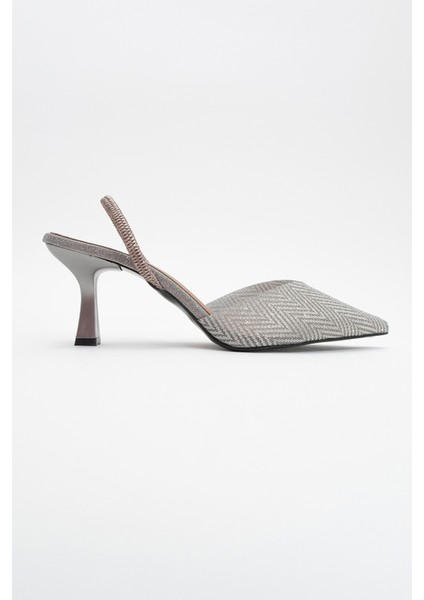 Renos Platin Kum Sim Sivri Burun Kadın Topuklu Abiye Ayakkabı indirimleri