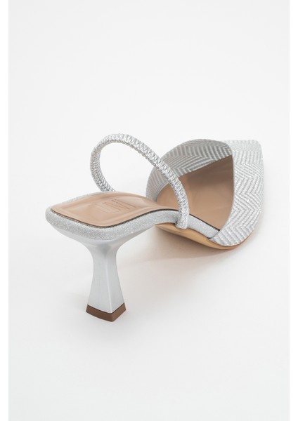Renos Gümüş Kum Sim Sivri Burun Kadın Topuklu Abiye Ayakkabı modelleri