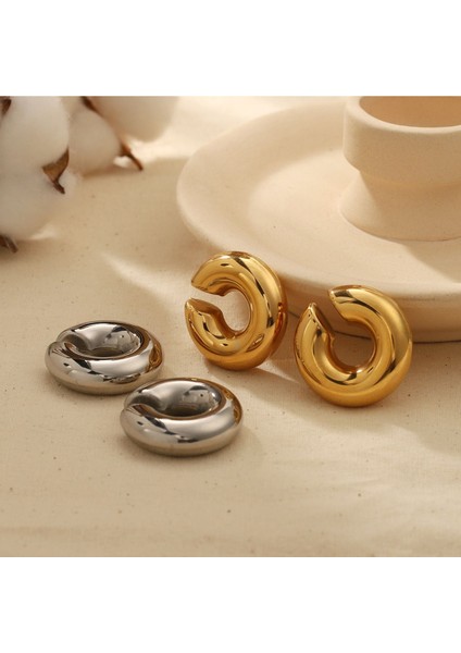 Silver C Bombeli Earcuff Geniş Halka Kıkırdak Küpesi fiyatları