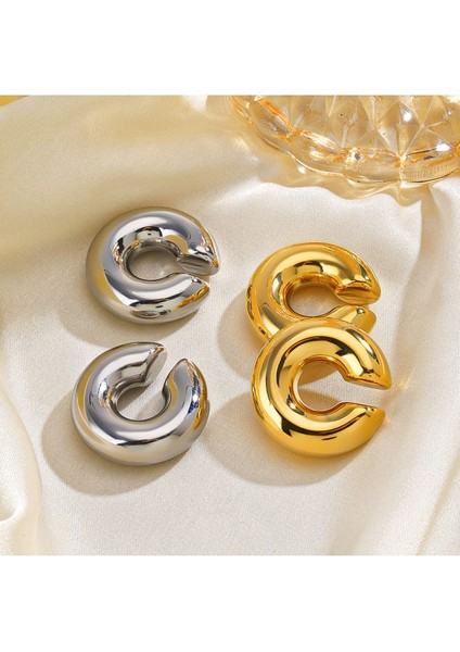 Silver C Bombeli Earcuff Geniş Halka Kıkırdak Küpesi fırsatları