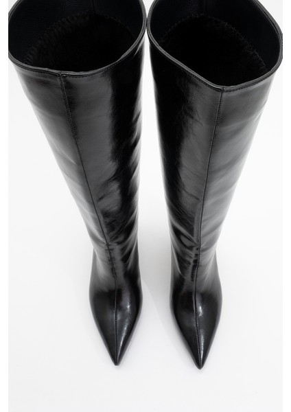 Camila Siyah Cilt Kadın Topuklu Çizme fiyatları