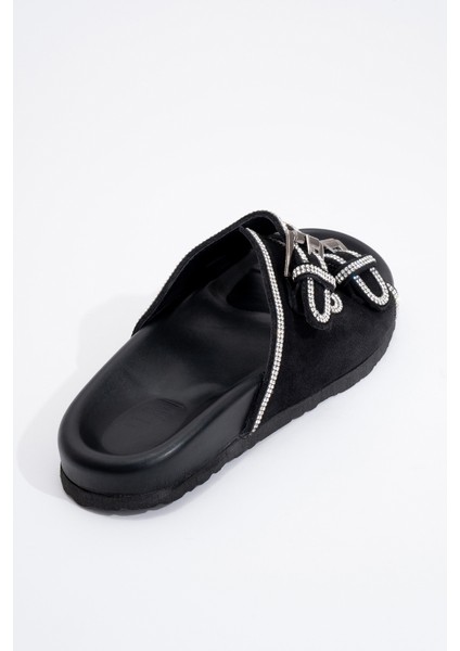 Allen Siyah Taşlı Deri Süet Kadın Terlik fırsatları