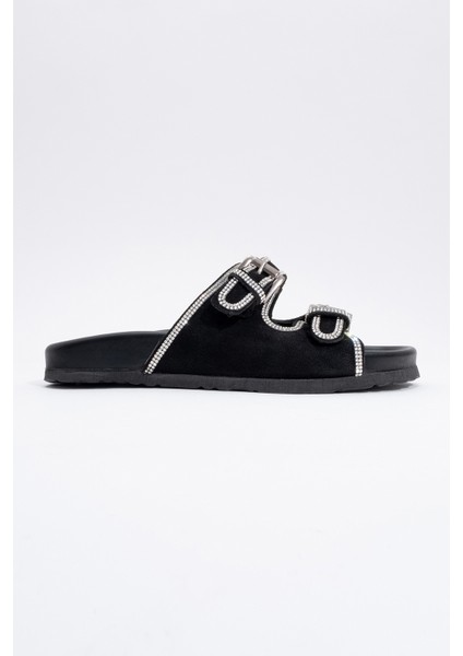 Allen Siyah Taşlı Deri Süet Kadın Terlik indirimleri