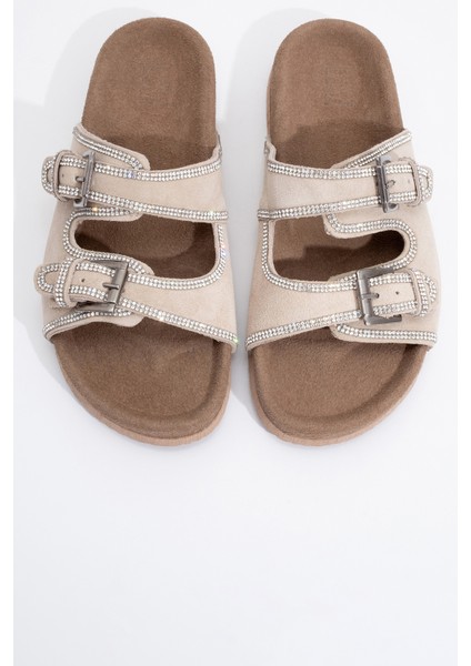 Allen Bej Taşlı Deri Süet Kadın Terlik fiyatları