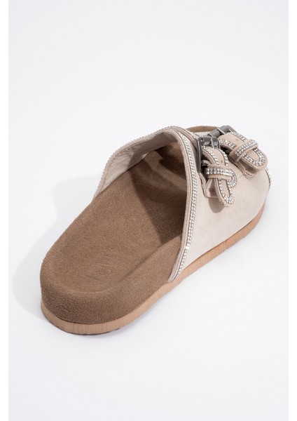 Allen Bej Taşlı Deri Süet Kadın Terlik fırsatları
