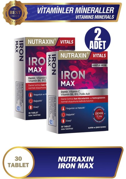 Iron Max 17 Mg 30 Tablet 2 Adet