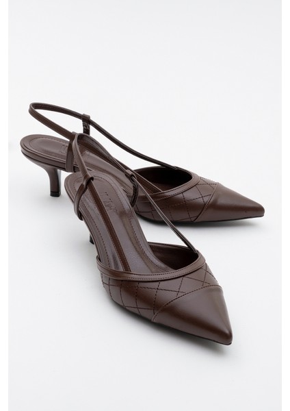 Poınt Kahverengi Kadın Topuklu Ayakkabı