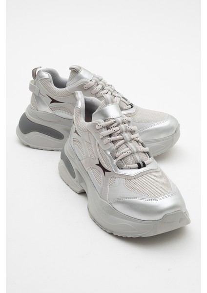 Marron Gümüş Gri Kadın Spor Sneakers