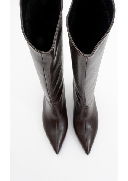 Camila Kahverengi Cilt Kadın Topuklu Çizme fiyatları