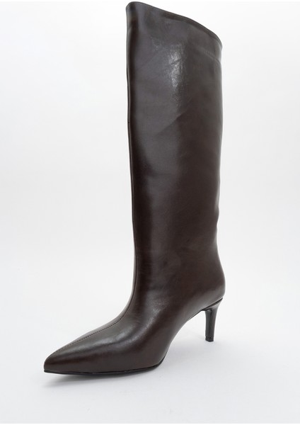 Camila Kahverengi Cilt Kadın Topuklu Çizme modelleri