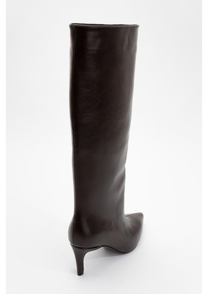 Camila Kahverengi Cilt Kadın Topuklu Çizme fırsatları