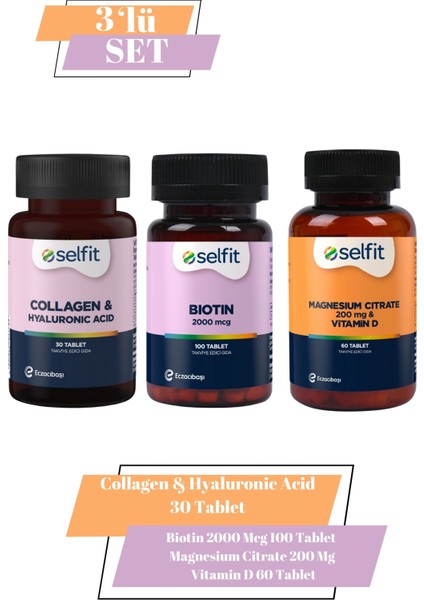 Collagen & Hyaluronic Acid & Biotin 2000 Mcg & Magnesium Citrate 200 Mg & Vitamin D