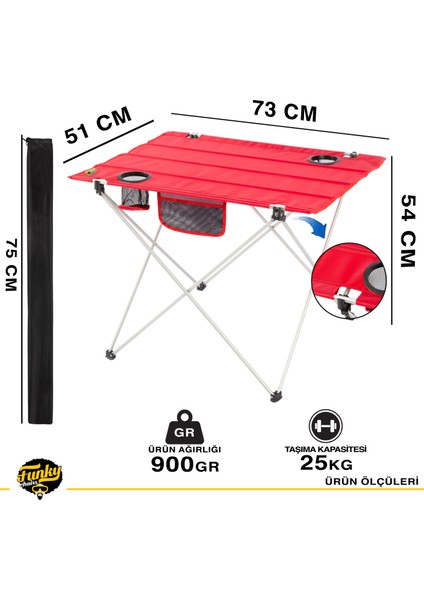 Funky Chaırs Ultralight Katlanır Kamp Masası - Kırmızı