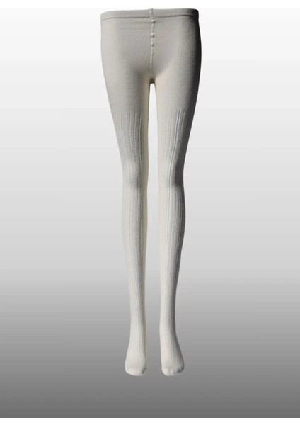 Kız Çocuk Karina Örgü Pamuklu Mevsimlik Ekru Renkli Külotlu Çorap