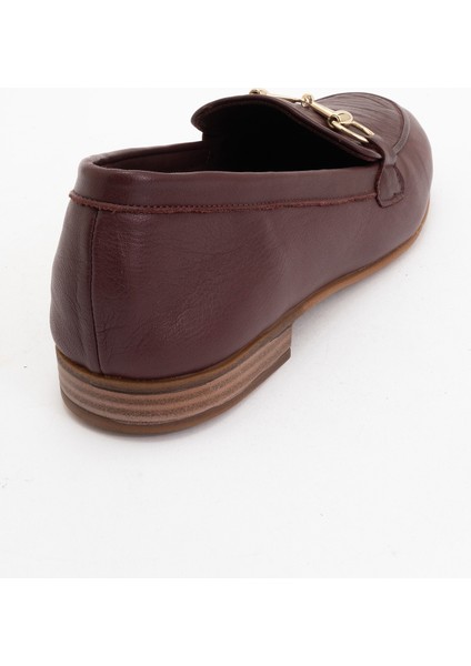 Trexıe Bordo Cilt Deri Tokalı Kadın Loafer Ayakkabı fırsatları