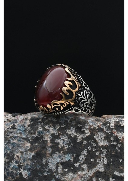 Doğal Akik Taşlı Tesbih ve 925 Ayar Gümüş Erkek Yüzüğü Akik Taşlı 901518 fırsatları