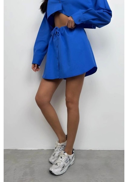 Beli Lastikli Düğmeli Mini Etek